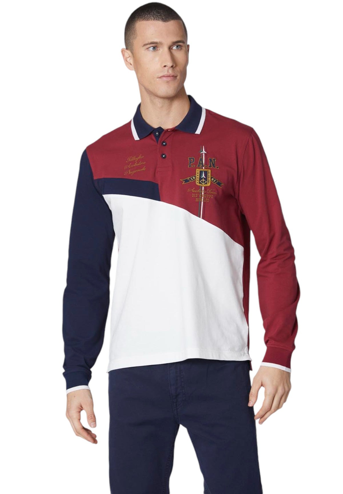 Polo Jersey Manica Lunga 242PO1822J595 Burgundy, Milk White