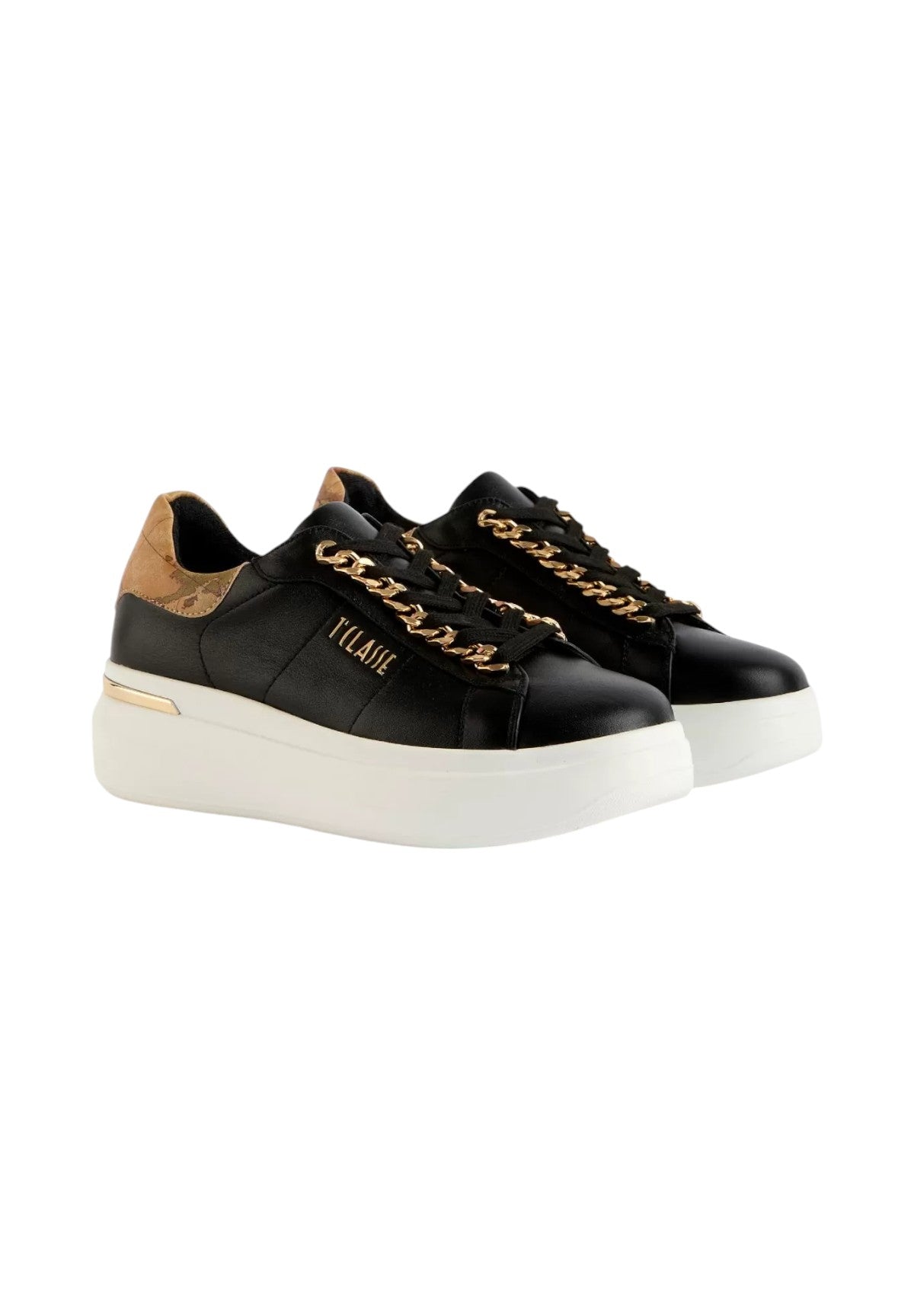 Sneakers Eco nappa con dettaglio catena 1009 Nero