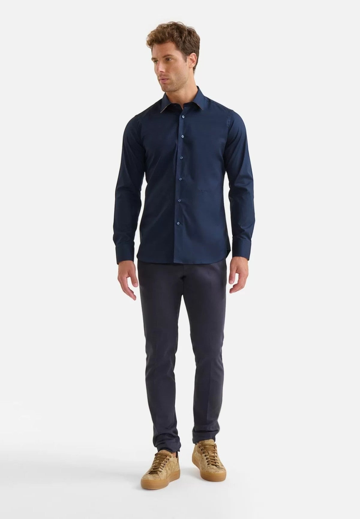 Camicia a Maniche Lunghe Slim Fit 1312 Blu Navy