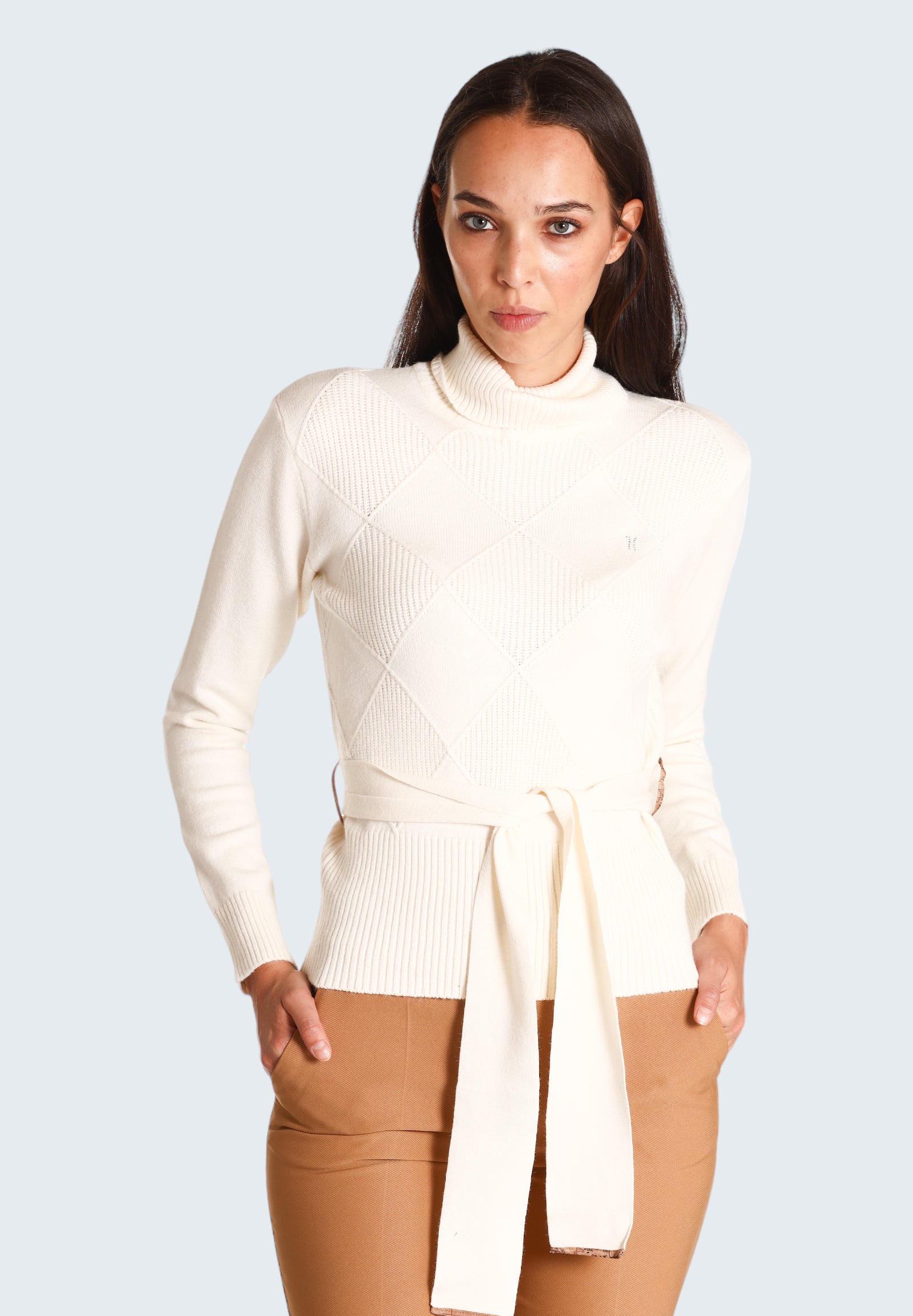 Maglione Collo Alto 7014 Bianco Panna