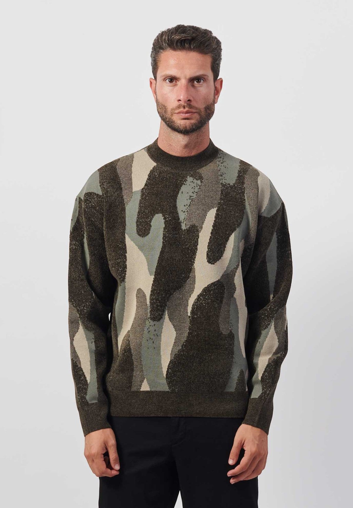 Maglione Girocollo 6DZM1J Green Camo