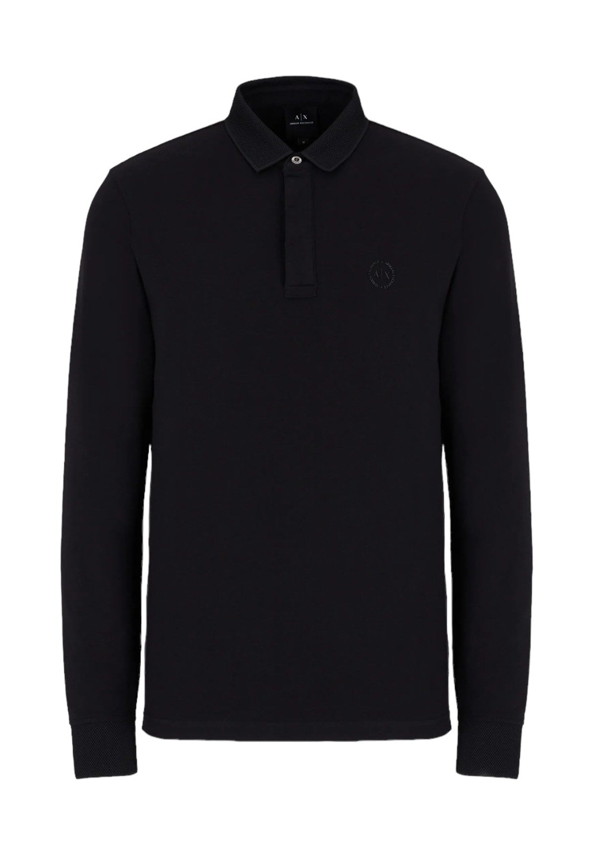 Polo Piqué Polo slim fit in cotone stretch a maniche lunghe 8NZF79 Black