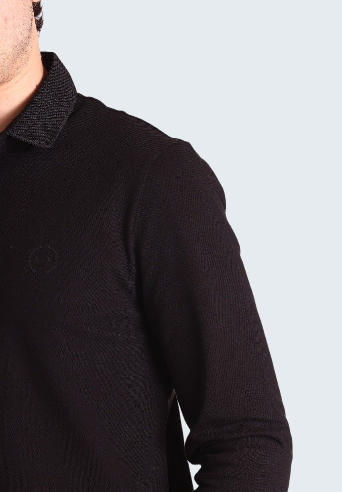 Polo Piqué Polo slim fit in cotone stretch a maniche lunghe 8NZF79 Black