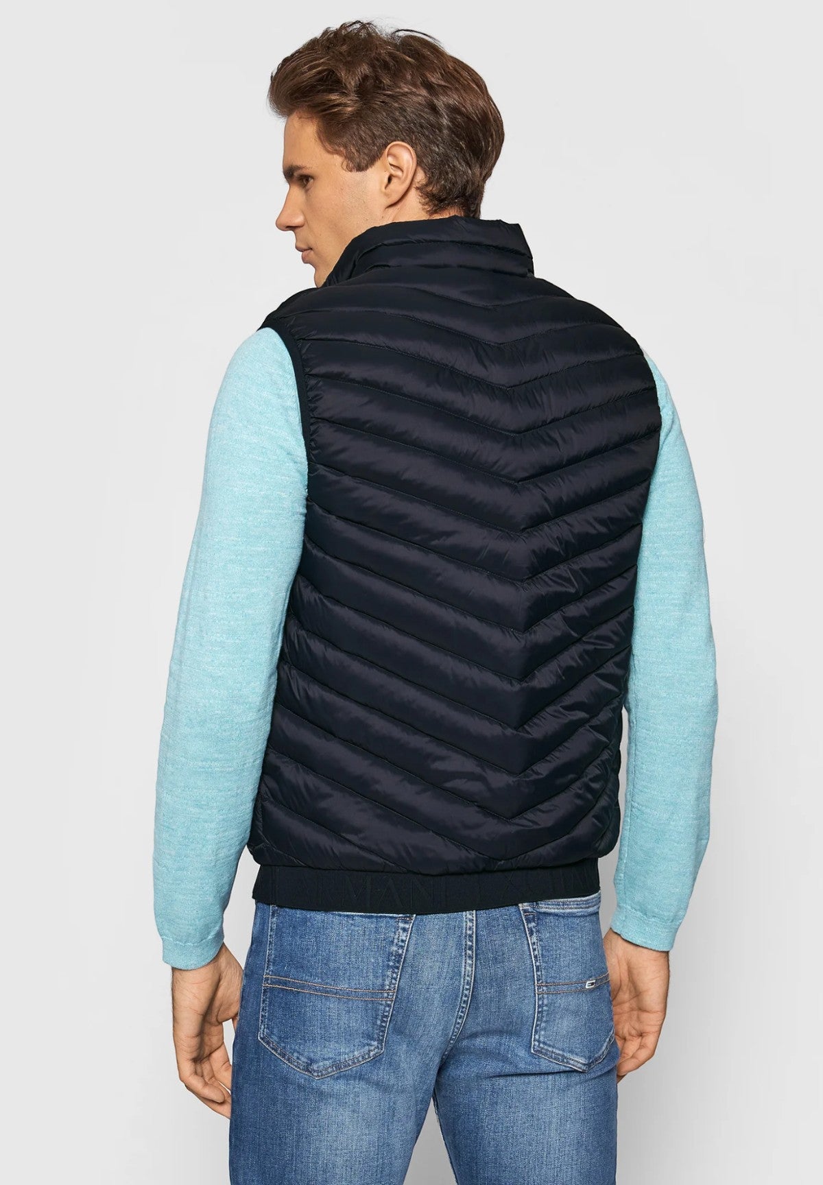 Smanicato Gilet 8NZQ52 Navy, Melange Grey