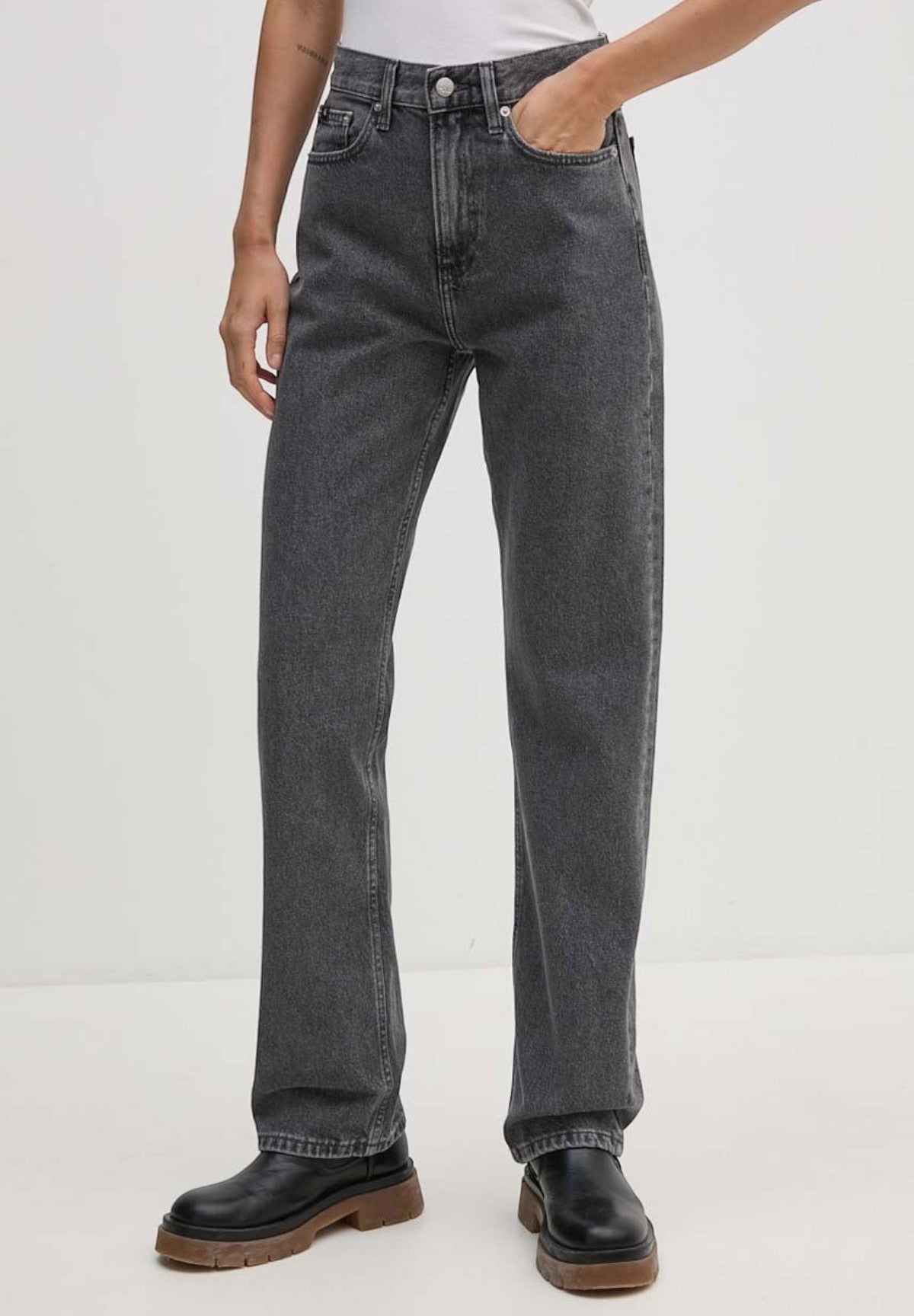 Jeans High Rise Straight J20J223657 Denim Grey