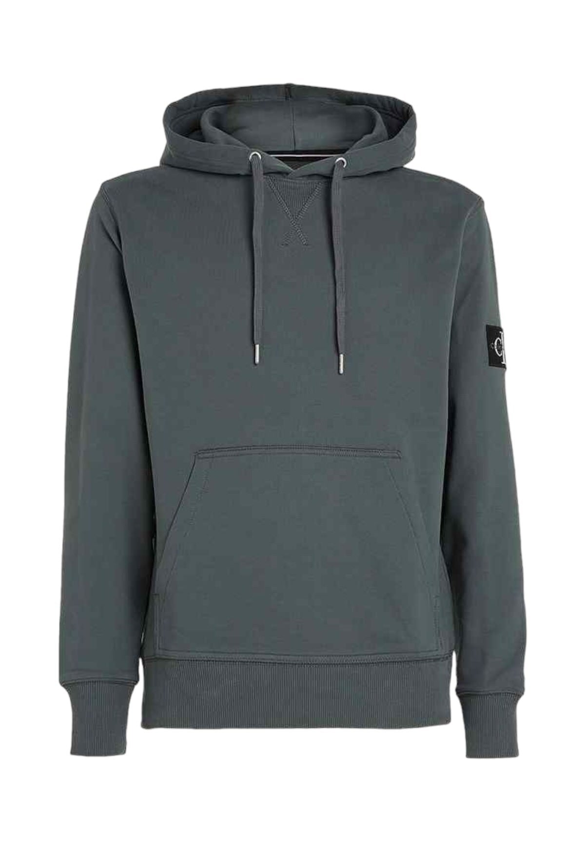 Felpa Pullover con Cappuccio Badge Hoodie J30J323430 Endless Grey