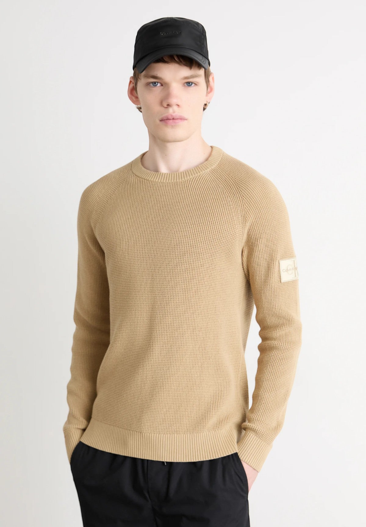 Maglione Girocollo Badge Easy Sweater J30J323989 Travertine