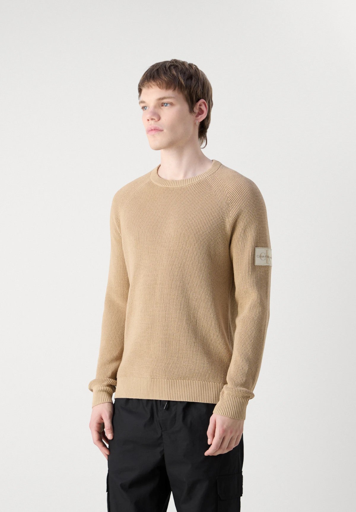 Maglione Girocollo Badge Easy Sweater J30J323989 Travertine