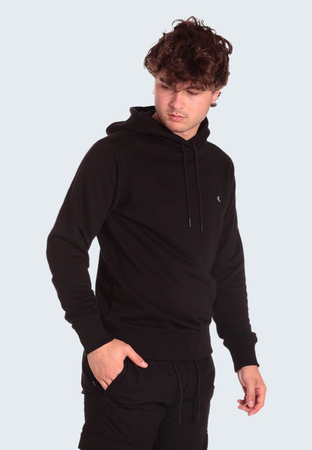 Felpa Pullover Con Cappuccio Ck Embro Badge Hoodi J30j325149 Ck Black