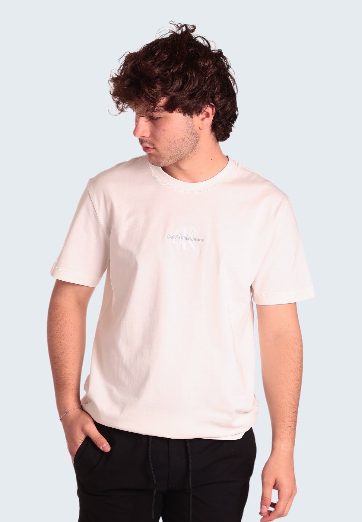 T-shirt a Maniche Corte Monologo Tee J30J325649 Ivory