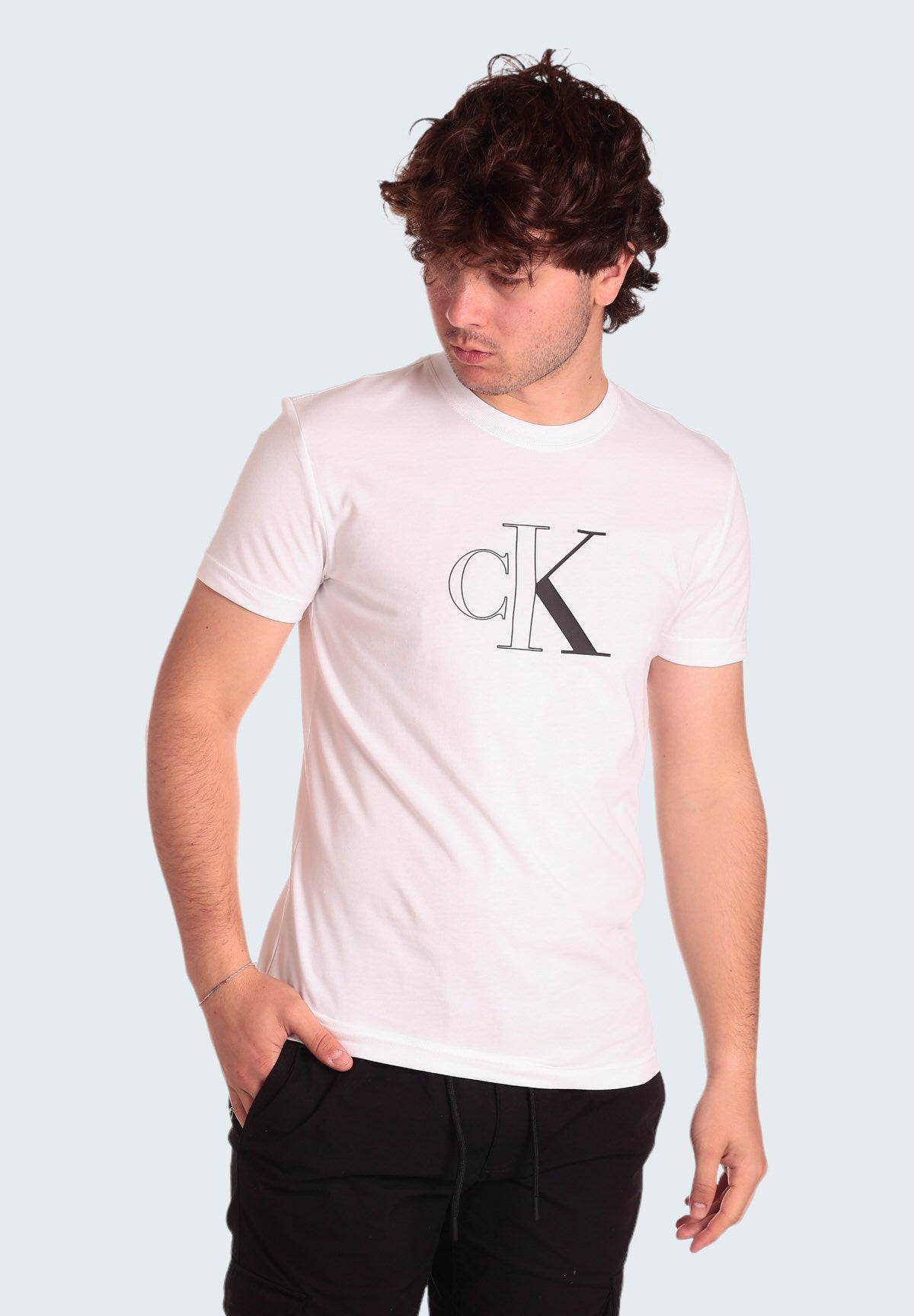 T-shirt con Stampa Outline Monologo Tee J30J325678 Bright White