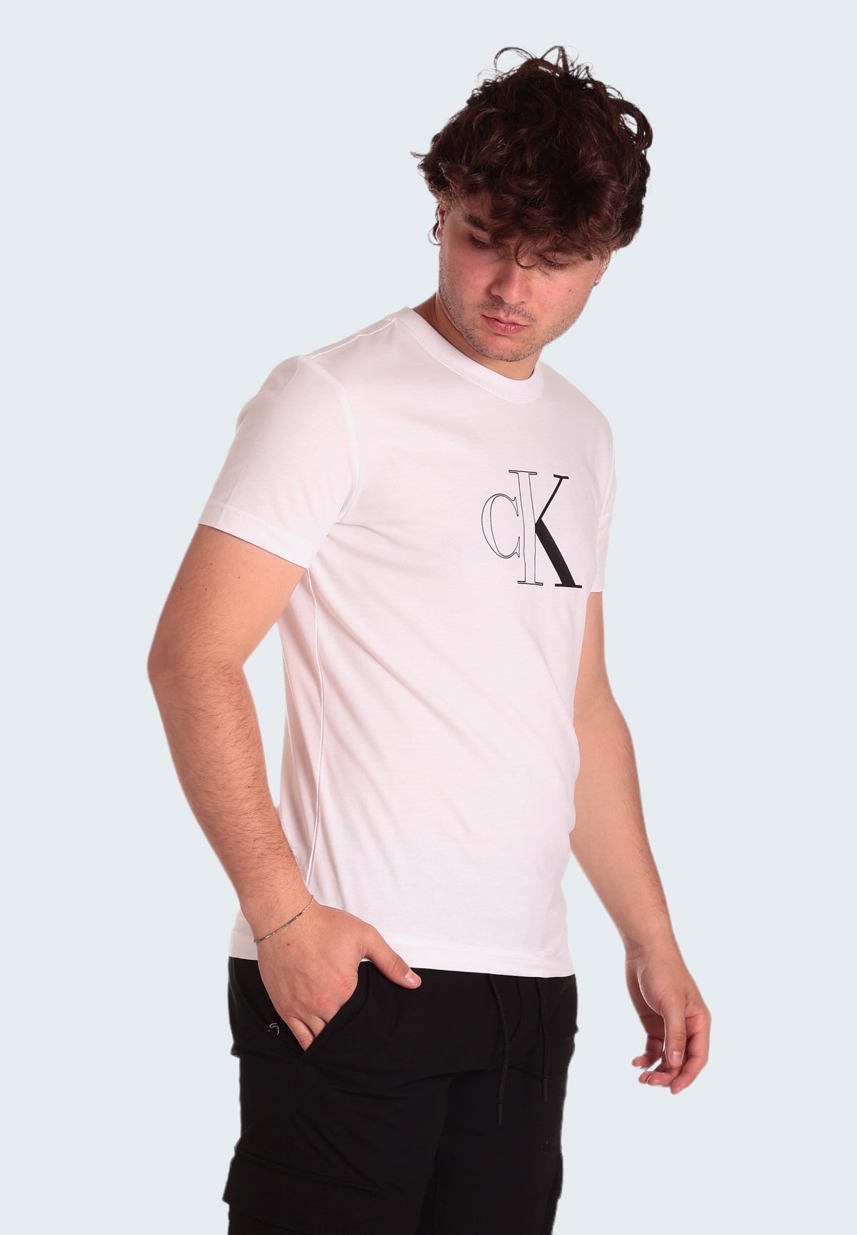 T-shirt con Stampa Outline Monologo Tee J30J325678 Bright White