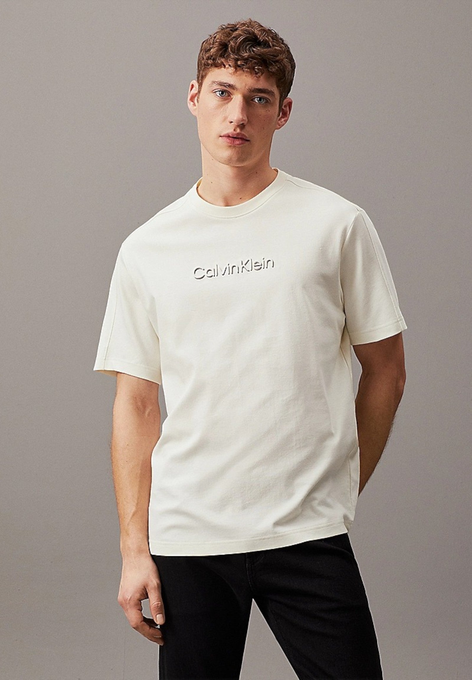 Calvin Klein Camicia A Maniche Corte K10k113105 Vanilla Ice