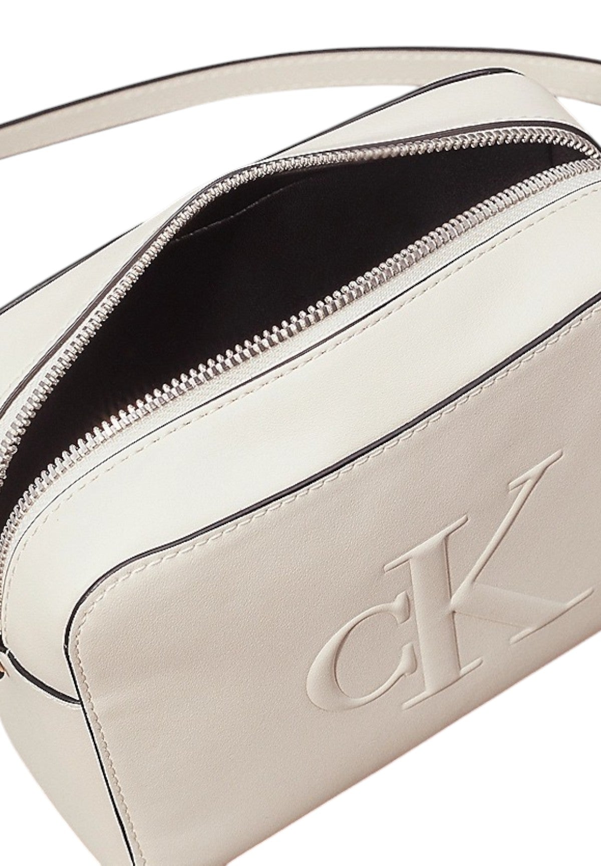 Borsa a Tracolla Sculpted Camera Bag Deboss K60K612726 Bianco