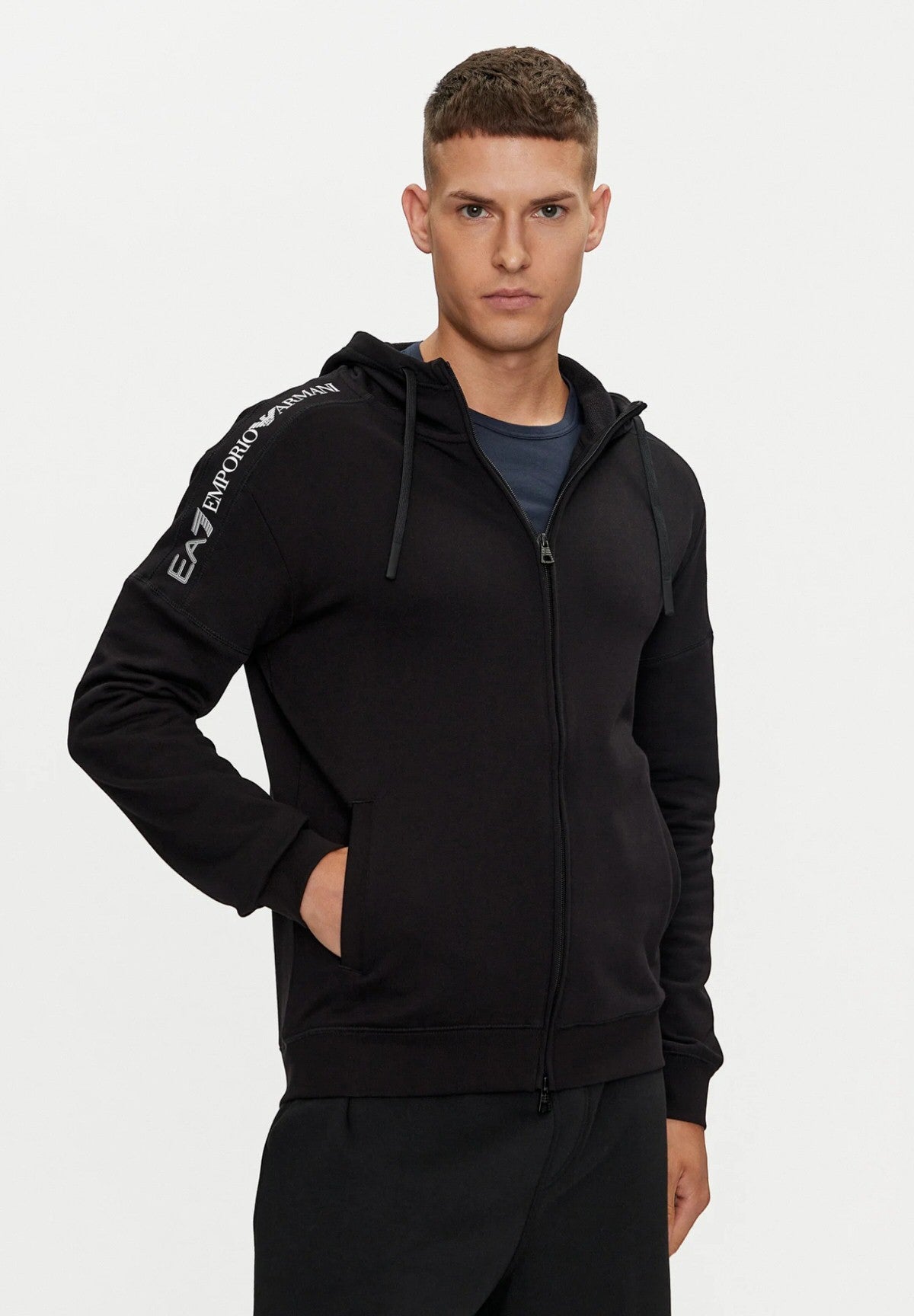 Felpa Full-Zip con Cappuccio 6DPM12 Black