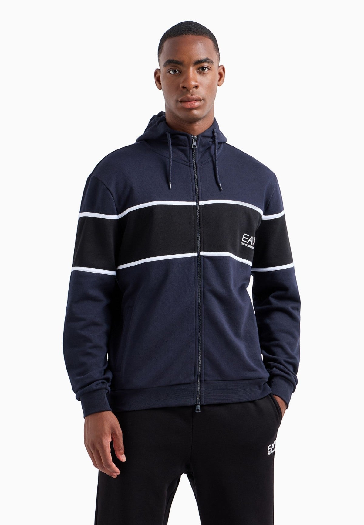 Felpa FulL-Zip Con Cappuccio 6dpm81 Armani Blue