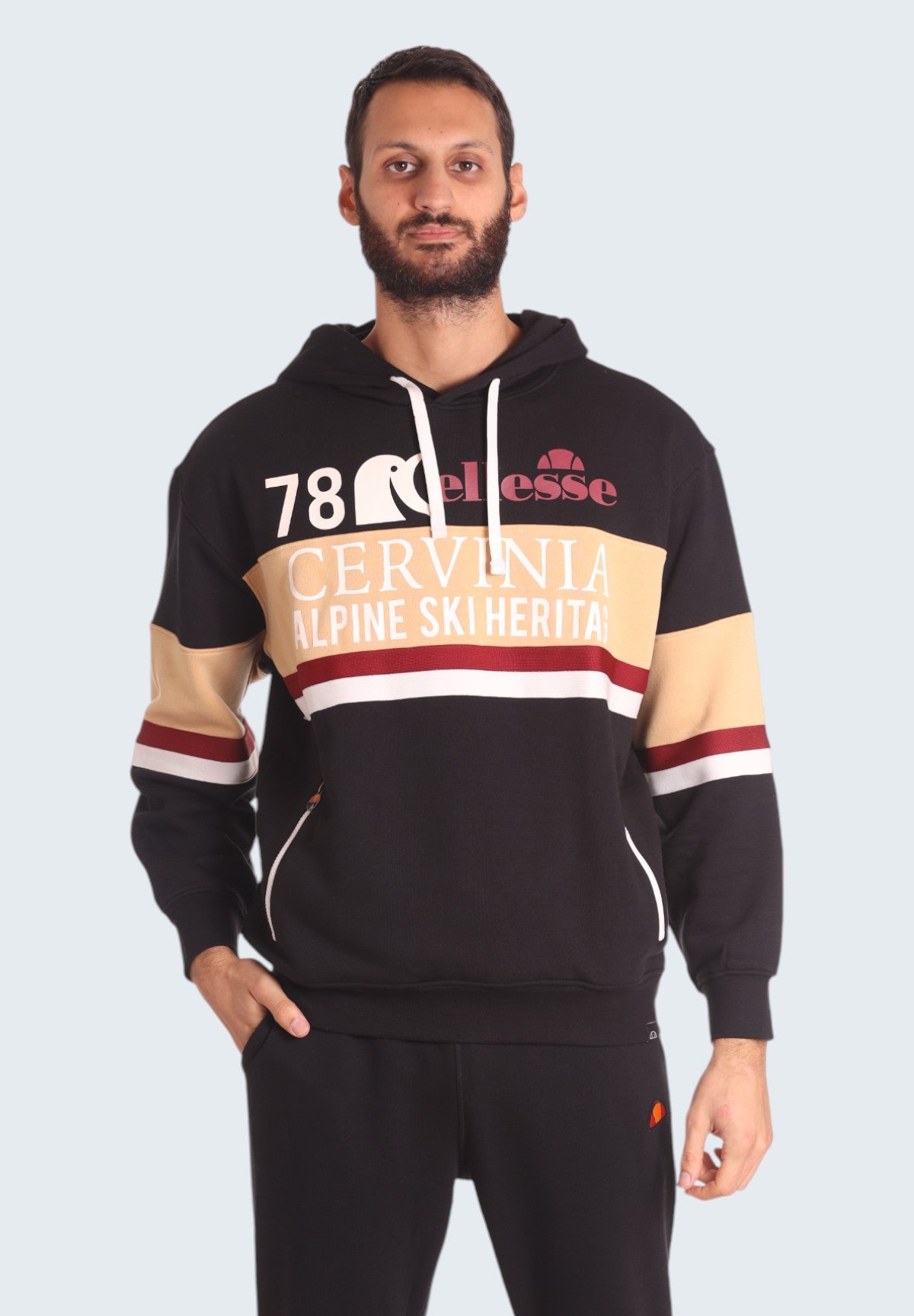 Felpa Pullover con Cappuccio Hoodie Pinguino EHM255W24 Black