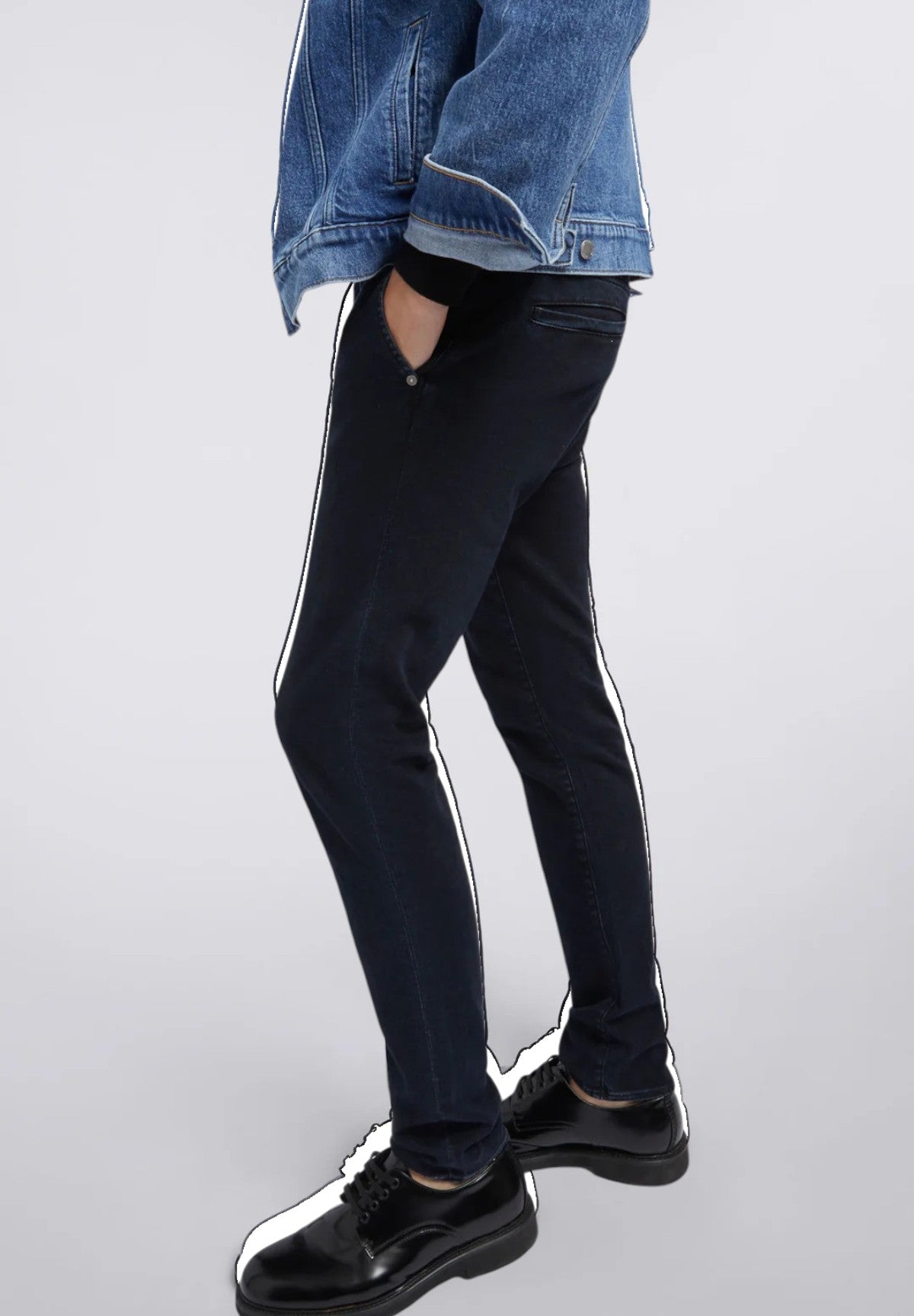 Jeans Sax Zip Chino , Diagonal Blue Black 10 Oz Str A7629 Dark Blue Rins