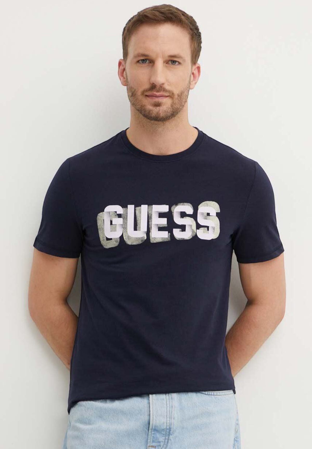 T-shirt con Stampa Ss Cn Guess Logo Tee M4YI15 Smart Bleu