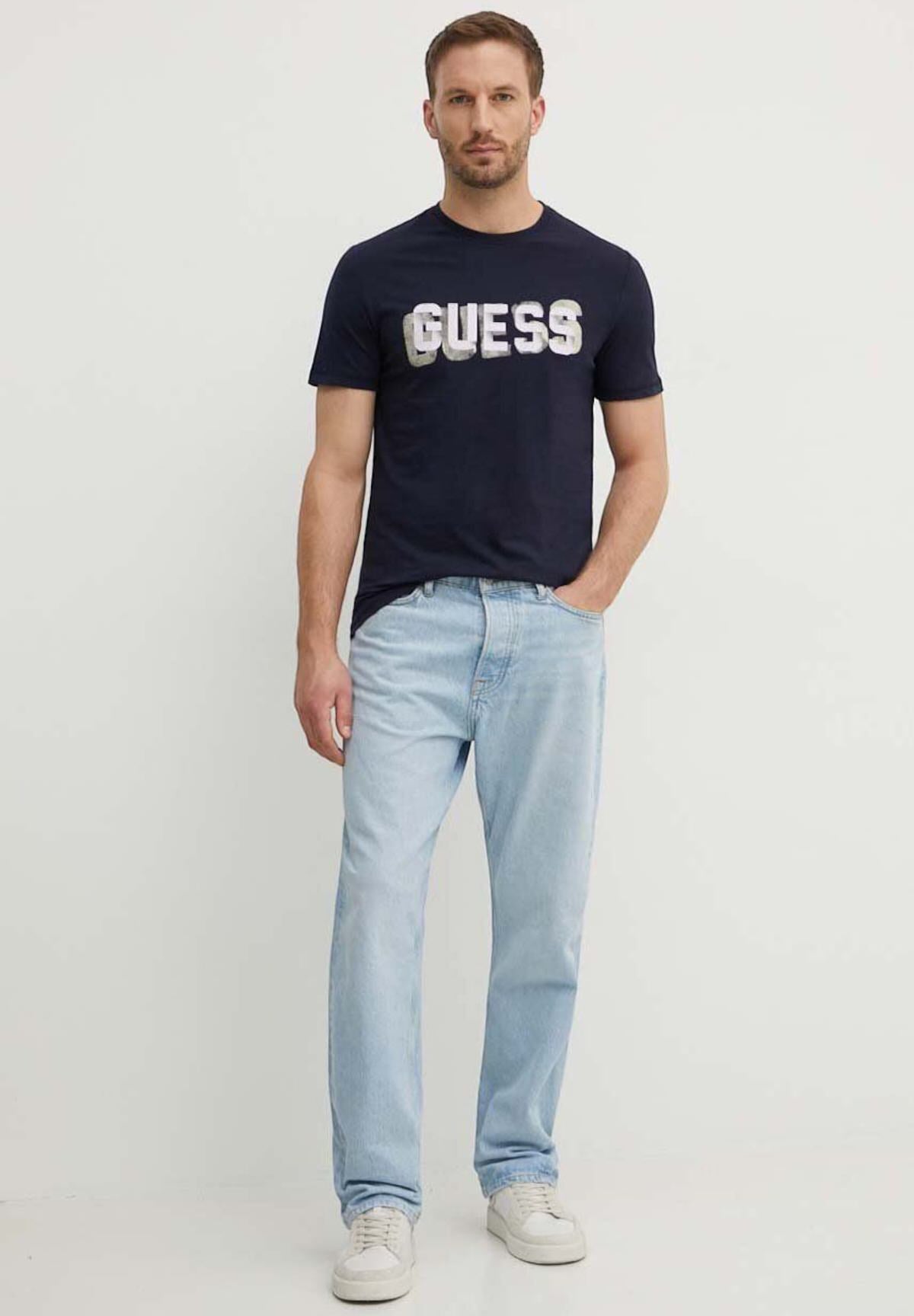 T-shirt con Stampa Ss Cn Guess Logo Tee M4YI15 Smart Bleu