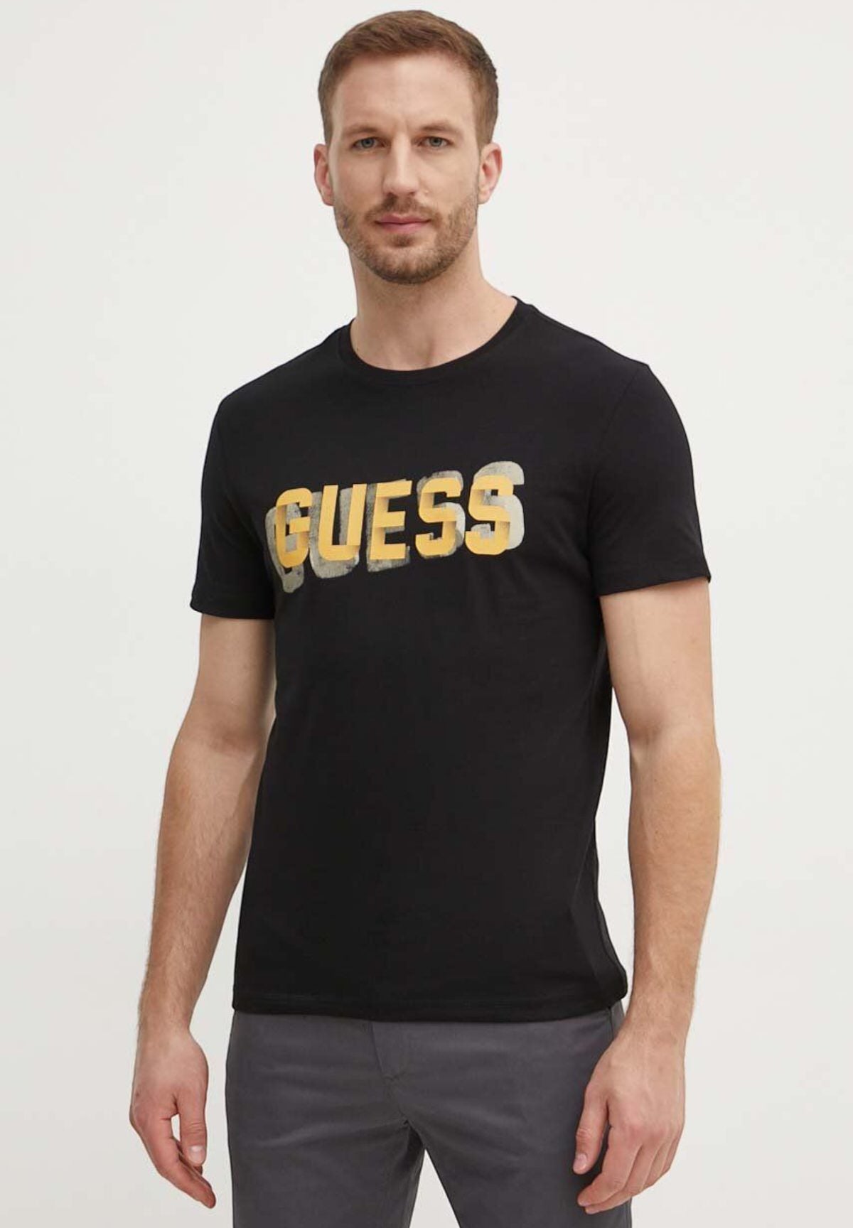 T-shirt con Stampa Ss Cn Guess Logo Tee M4YI15 Jet Black A996