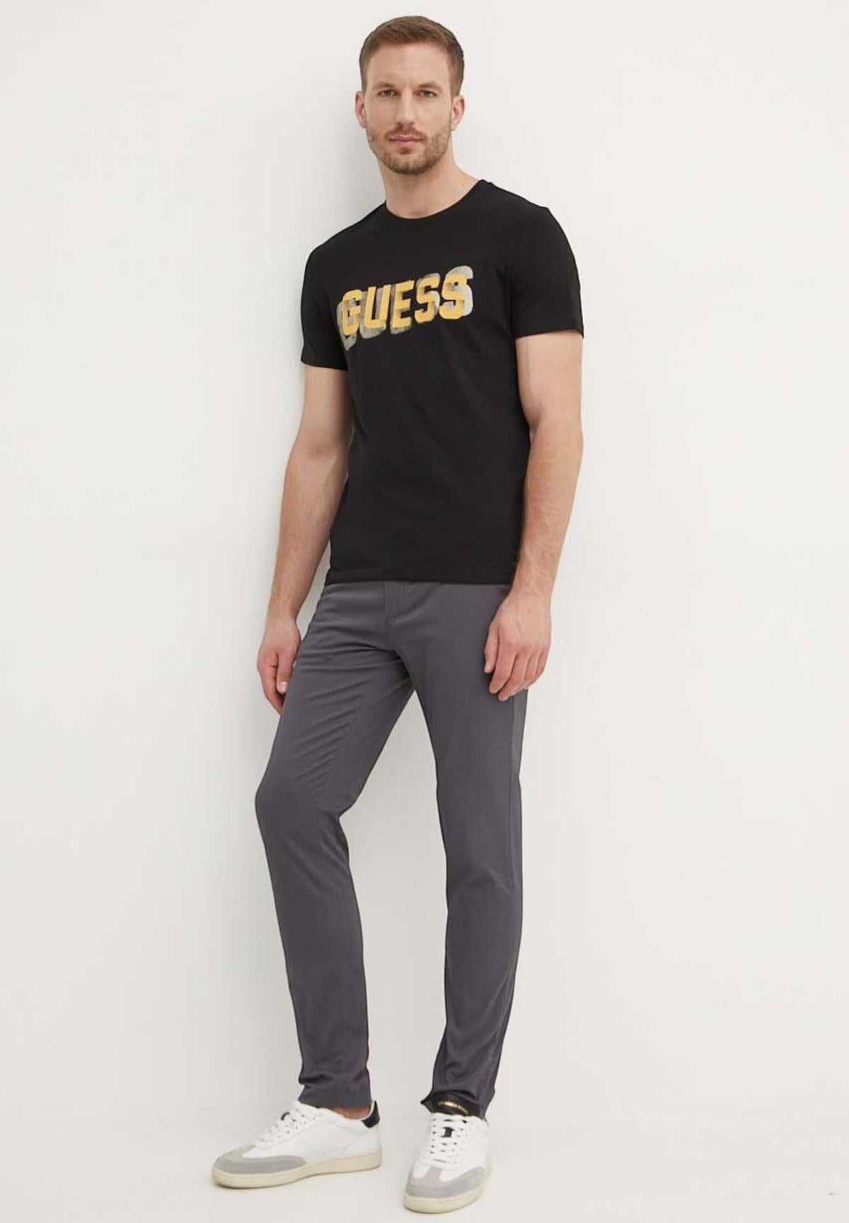 T-shirt con Stampa Ss Cn Guess Logo Tee M4YI15 Jet Black A996