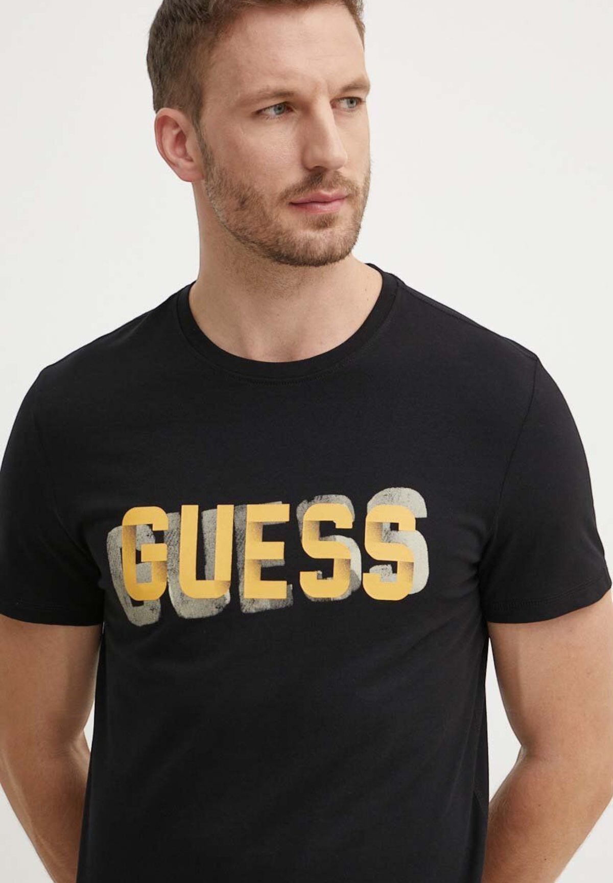 T-shirt con Stampa Ss Cn Guess Logo Tee M4YI15 Jet Black A996