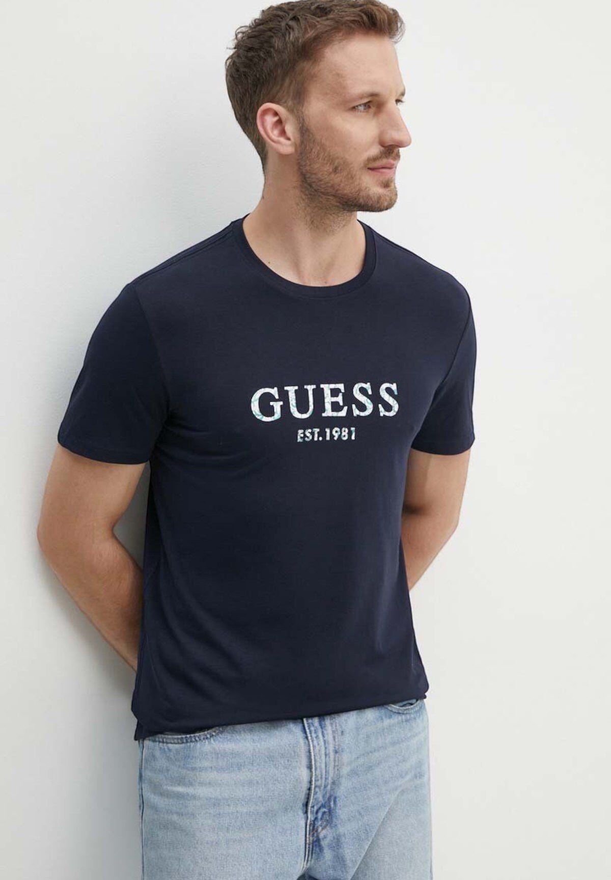 T-shirt con Stampa Ss Cn Guess Iridescent Tee M4YI38 Smart Bleu