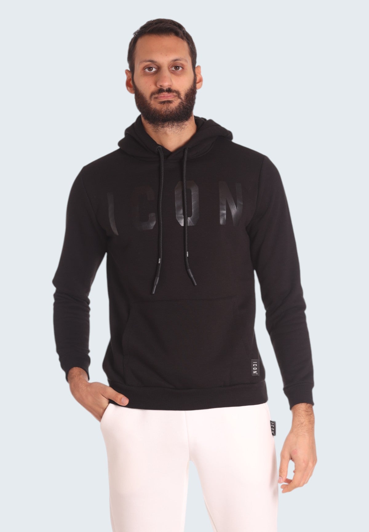 Felpa Pullover con Cappuccio IU9016FC Nero, Nero