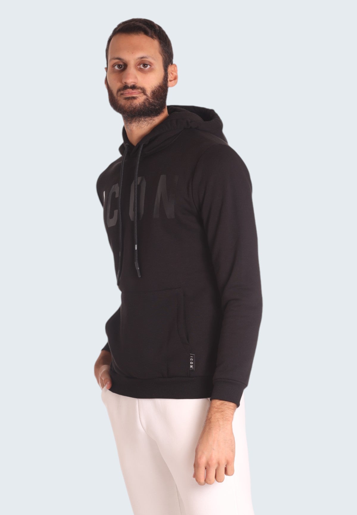 Felpa Pullover con Cappuccio IU9016FC Nero, Nero