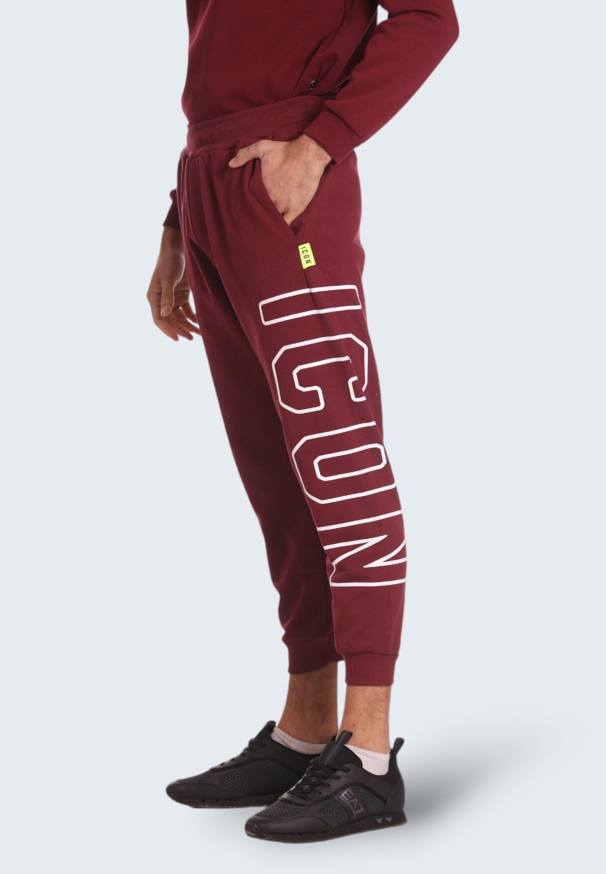 Pantaloni Tuta Jogger Con Stampa Laterale IU9137P Bordeaux