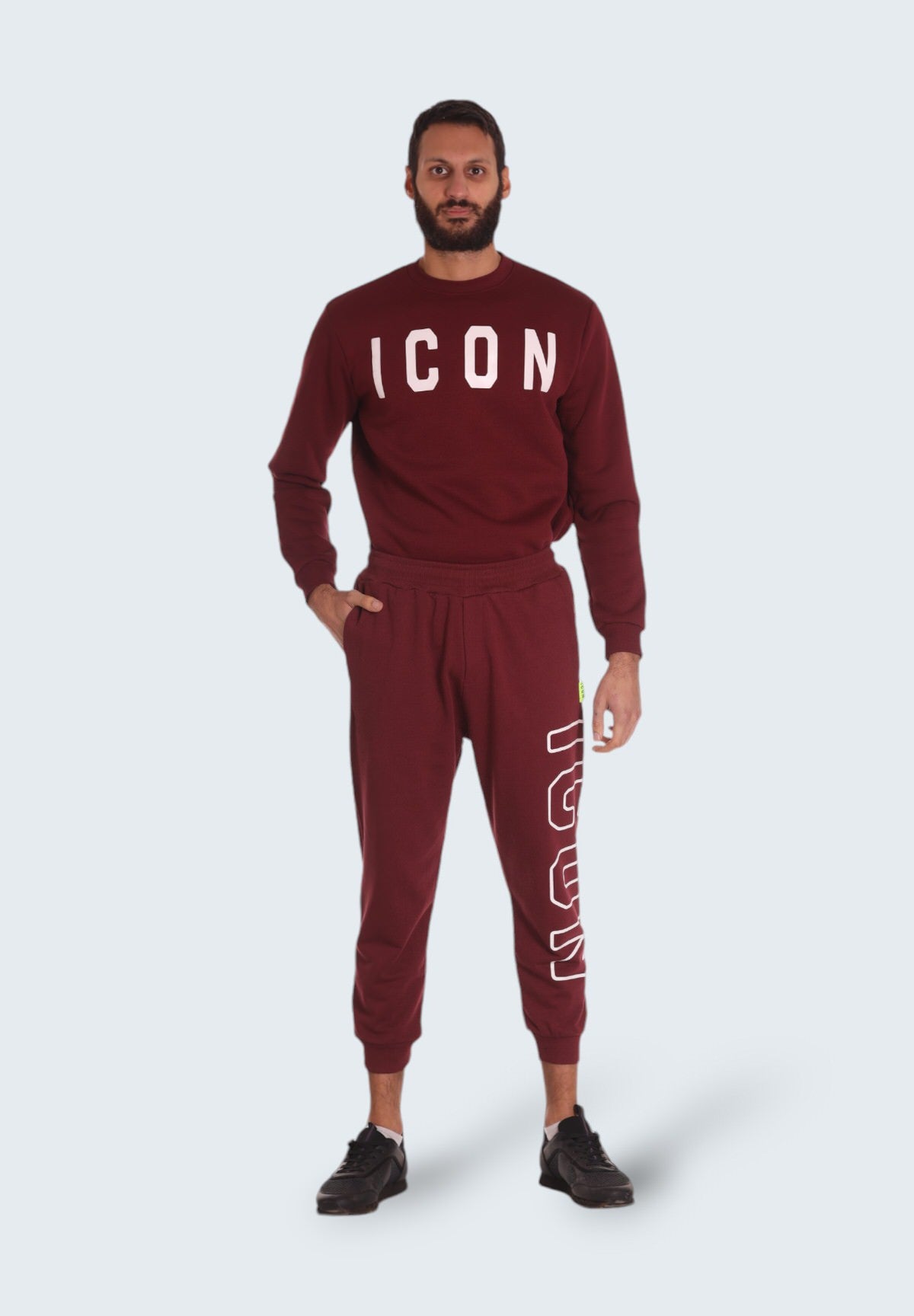 Pantaloni Tuta Jogger Con Stampa Laterale IU9137P Bordeaux