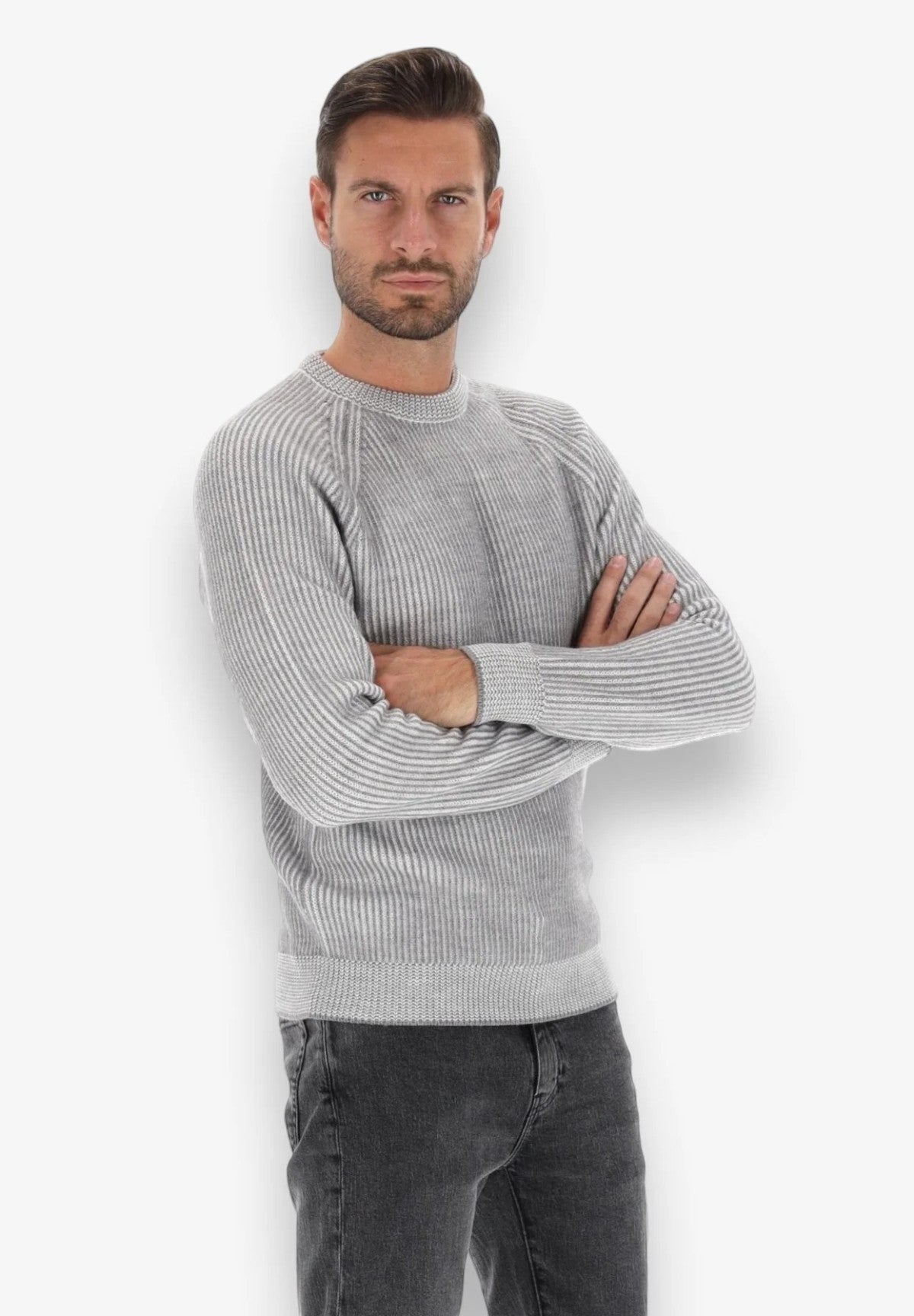 Maglione Girocollo G/C F.10 Vanise' M.Inglese MK790048 Grigio Melange