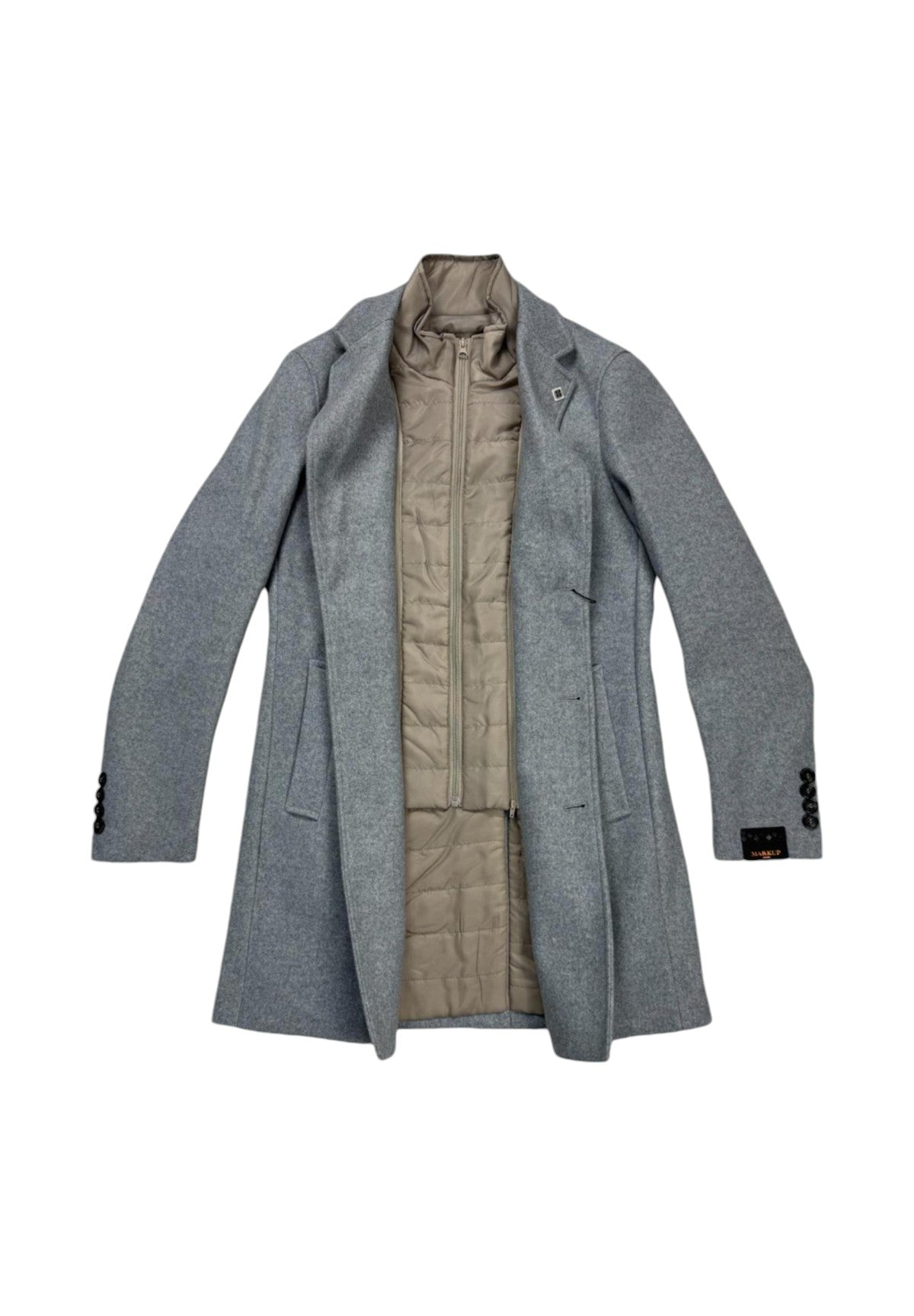 Cappotto Cappotto Monopetto Pettorina MK794614 Grigio Melange