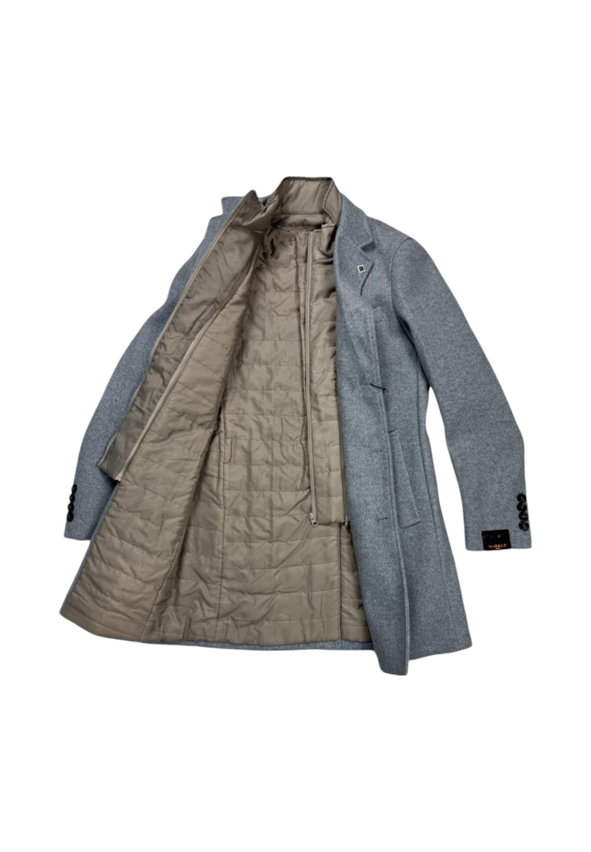 Cappotto Cappotto Monopetto Pettorina MK794614 Grigio Melange