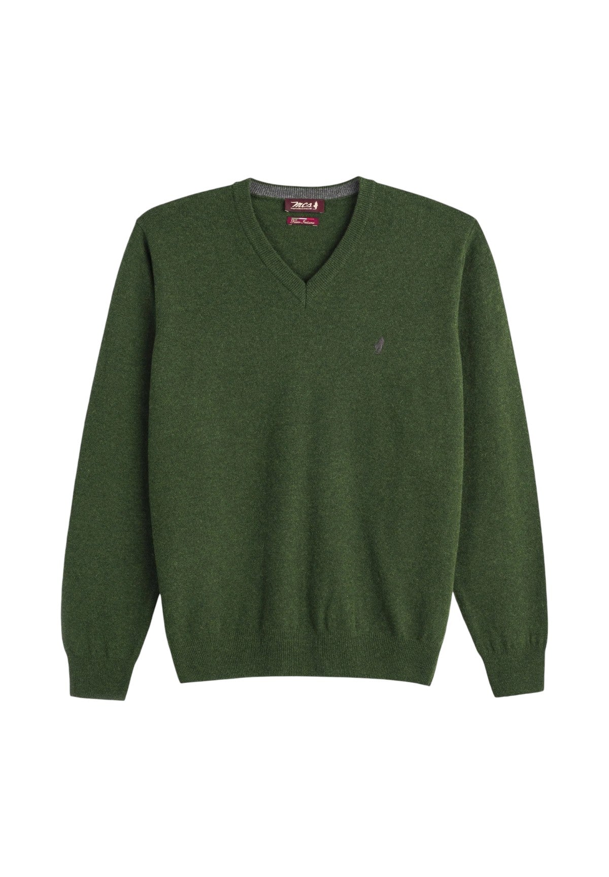 Maglione con Scollo a V G12 Lambswool V Neck Knit 11MKN102-03501 Forest