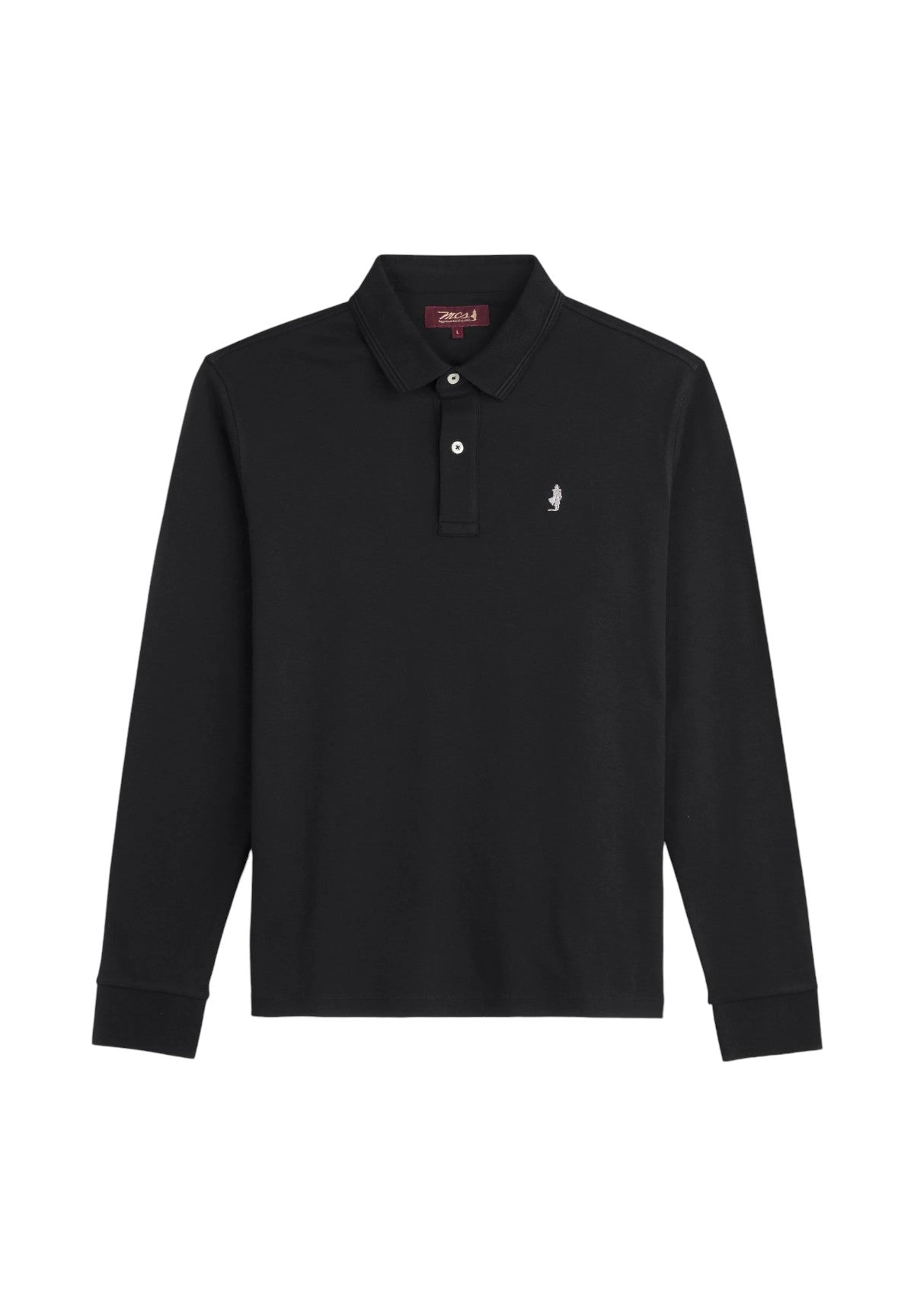 Polo Piqué Interlock Long Sleeve Polo 11MPS020-03301 Pitch Black