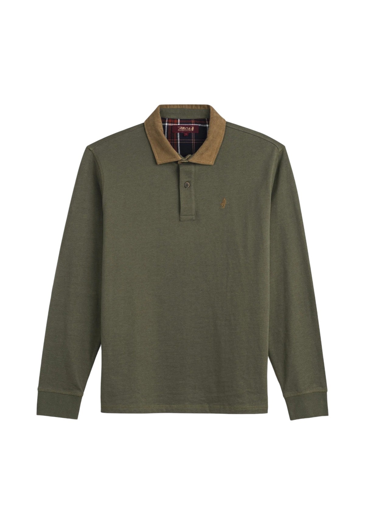 Polo Jersey Corduroy Details Jersey Long Sleeve Polo 11MPS024-03302 Fall Leaf