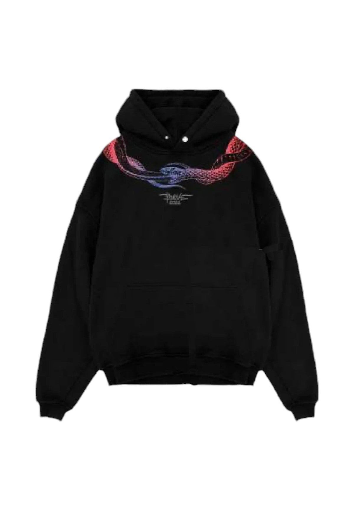 Felpa Pullover con Cappuccio Black Hoodie With Red And Blue "Circle Snake" Pri PH00708 Black