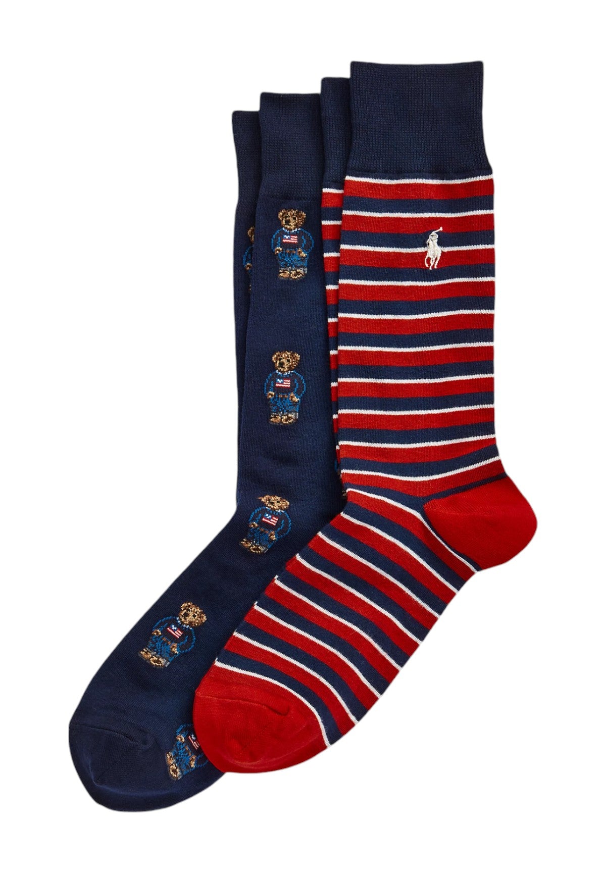 Calzini Aob/Stripe-Crew Sock-2 Pack - 2Pk Navy Bear/Stripe 449892838001 Multicolor