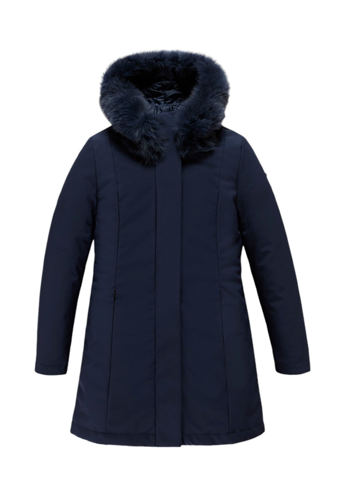 Piumino Pesante W99108 Xt2429 LADY TECH/1 FUR JACKET Dark Blue