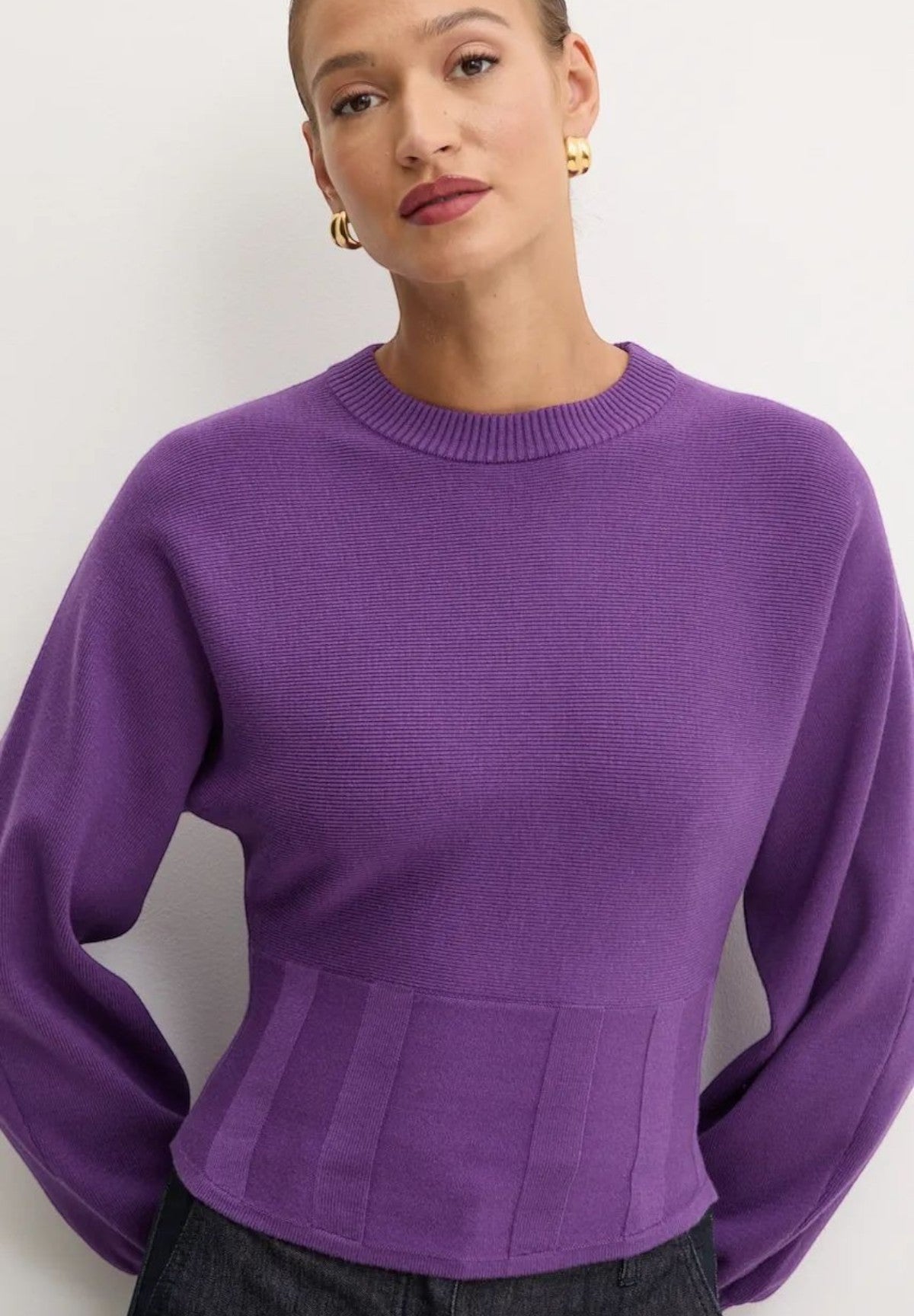 Maglione Girocollo Maglia con Maniche a Sbuffo GPA24276MA Purple Sapphire