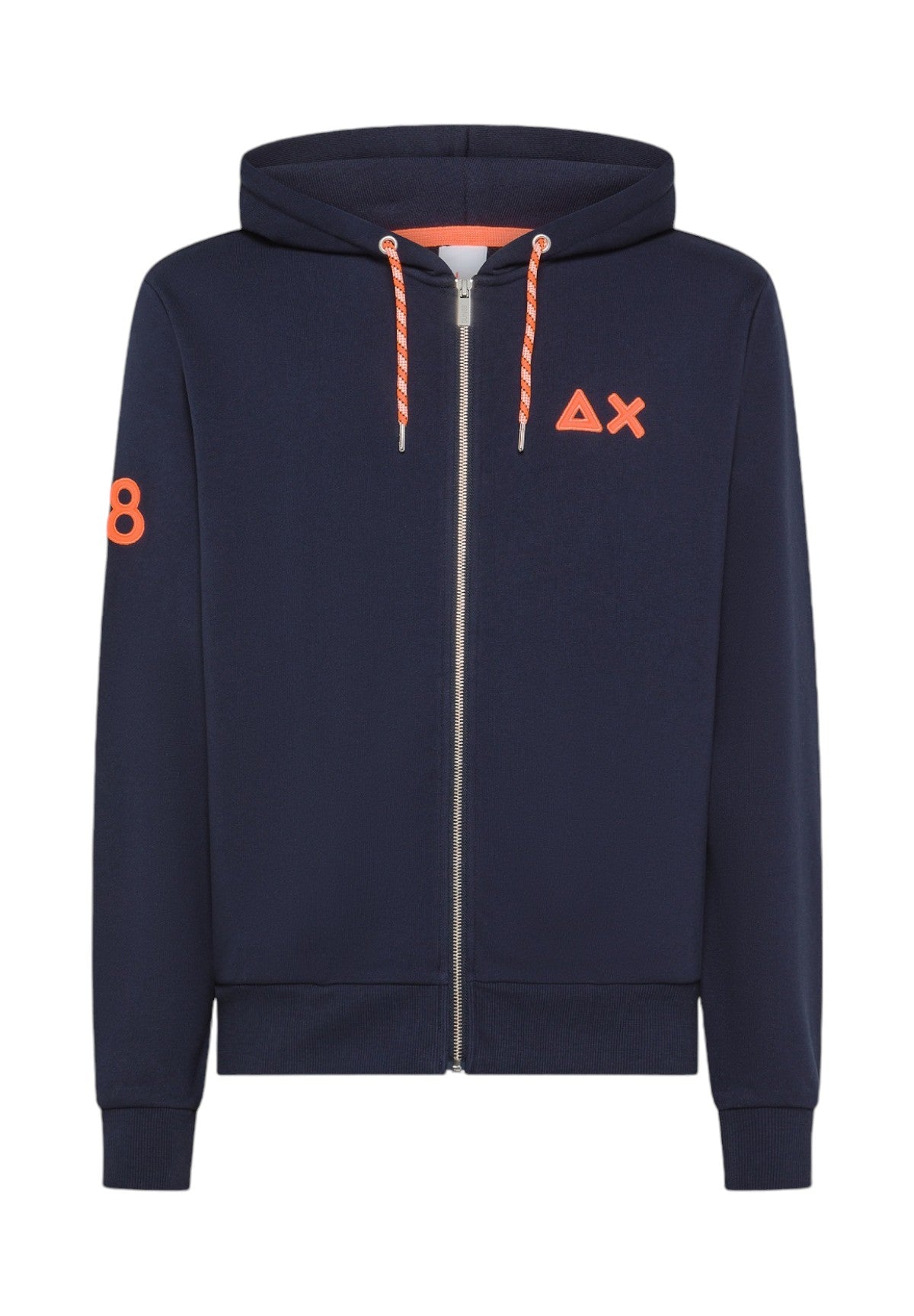 Felpa Full-Zip con Cappuccio Hood Zip Patch Fluo Cotton Fl F44131 Navy Blue