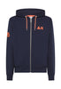 Sun68 Felpa Full-Zip con Cappuccio Hood Zip Patch Fluo Cotton Fl F44131 Nero