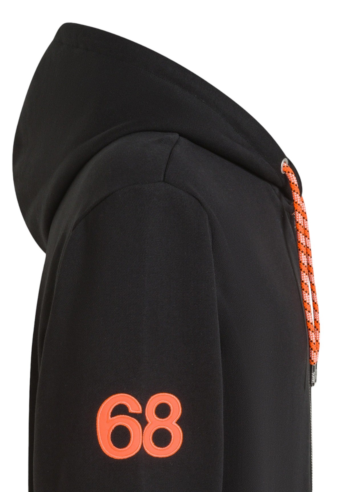 Felpa Full-Zip con Cappuccio Hood Zip Patch Fluo Cotton Fl F44131 Nero