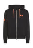 Sun68 Felpa Full-Zip con Cappuccio Hood Zip Patch Fluo Cotton Fl F44131 Nero