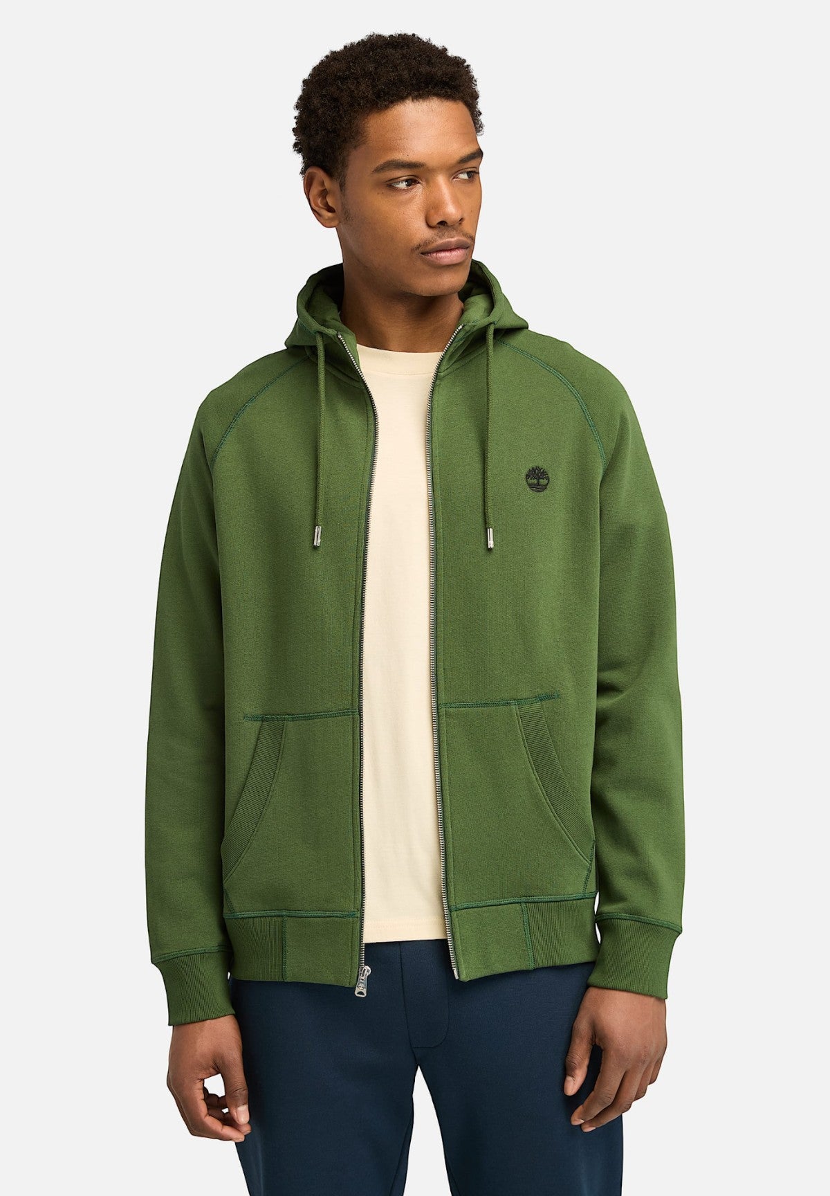 Felpa Full-Zip con Cappuccio Brushed Back Full Zip Hoodie TB0A2BNB Black Forest Green