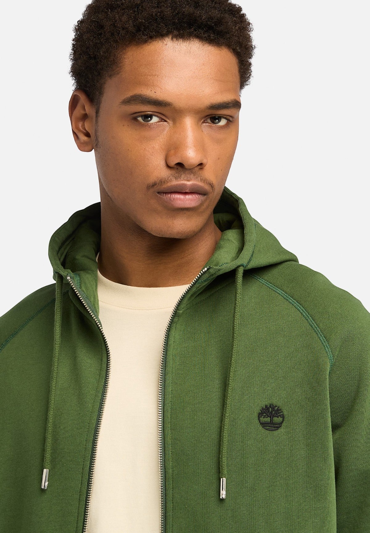 Felpa Full-Zip con Cappuccio Brushed Back Full Zip Hoodie TB0A2BNB Black Forest Green