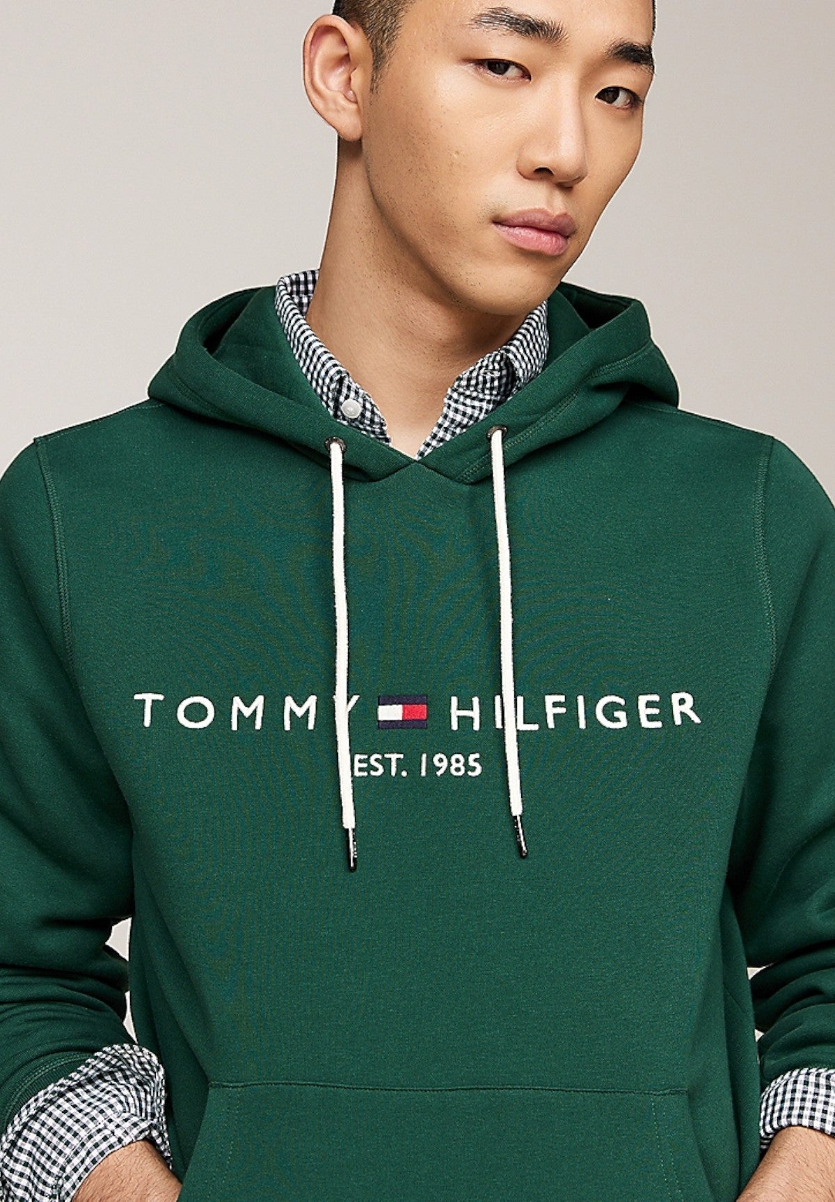 Felpa Pullover con Cappuccio Tommy Logo Hoody MW0MW11599 Ornamental Green