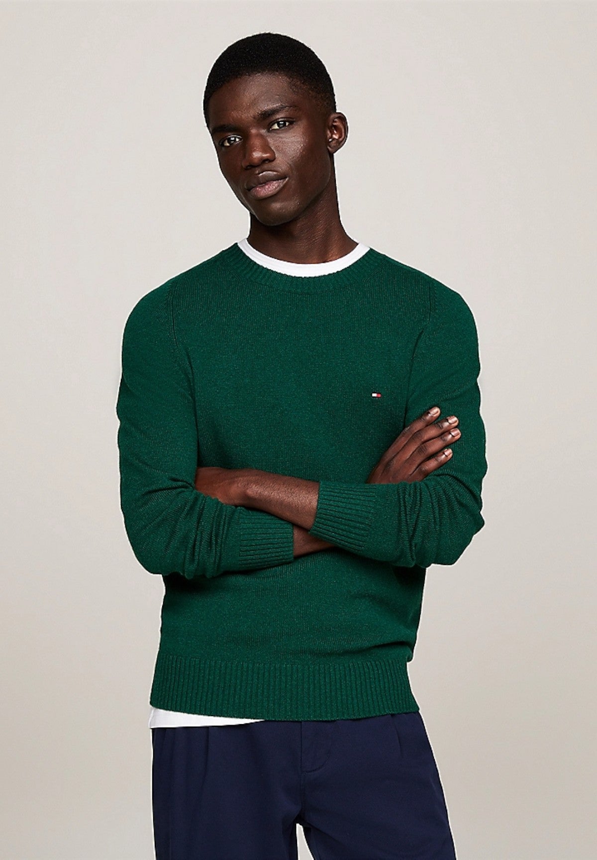 Maglione Girocollo Lambswool Crew Neck MW0MW36535 Ornamental Green Heather